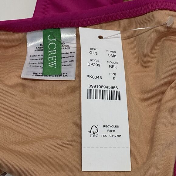 J Crew Heritage 1989 High-Leg Bikini Bottom Fuchsia Pink Size Small Cheeky BP209 - Picture 5 of 6